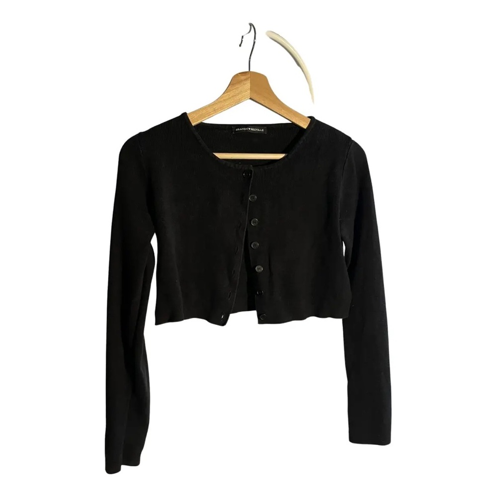 Brandy Melville Black Cropped Button-Up Cardigan